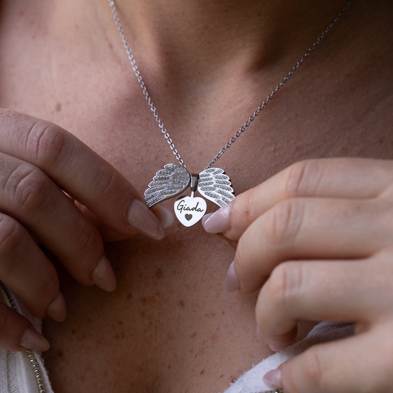 Personalized Angel Necklace with Engraving