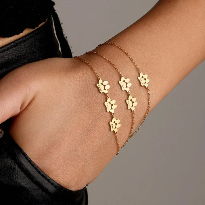 Personalized Paw Bracelet, Up to 8 Names