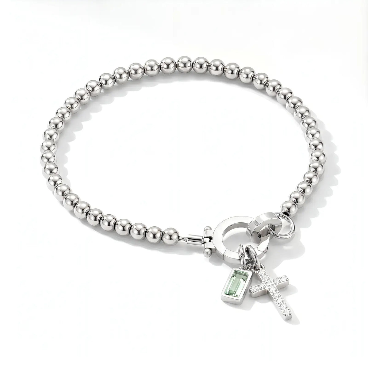 Personalized Cross Birthstone Bracelet