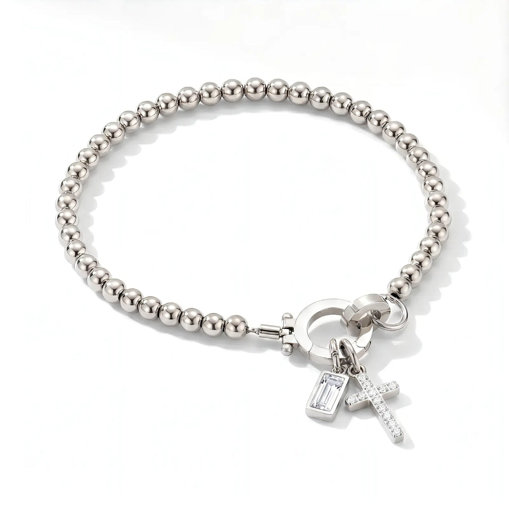 Personalized Cross Birthstone Bracelet