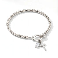 Personalized Cross Birthstone Bracelet