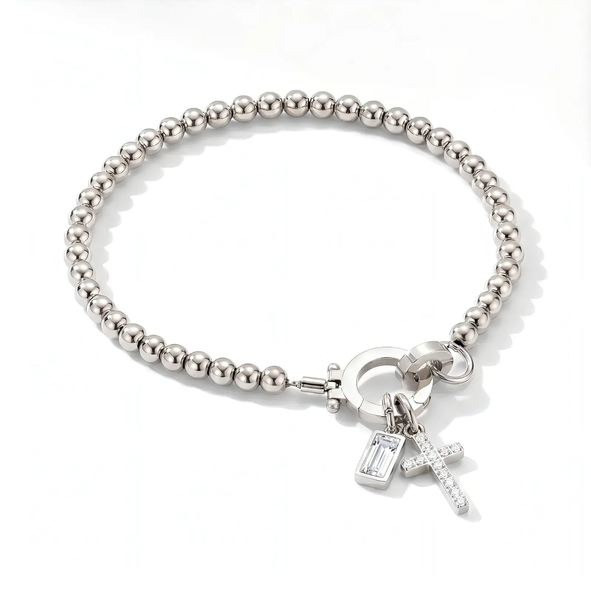 Personalized Cross Birthstone Bracelet