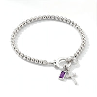 Personalized Cross Birthstone Bracelet