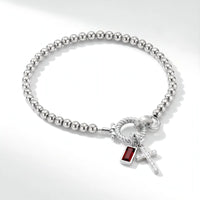 Personalized Cross Birthstone Bracelet