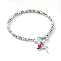 Personalized Cross Birthstone Bracelet