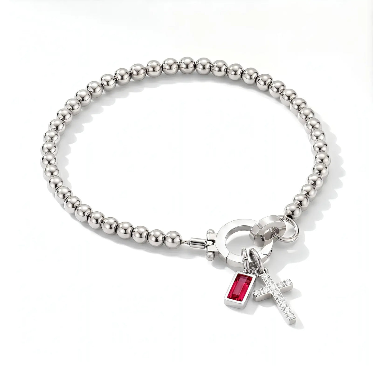 Personalized Cross Birthstone Bracelet