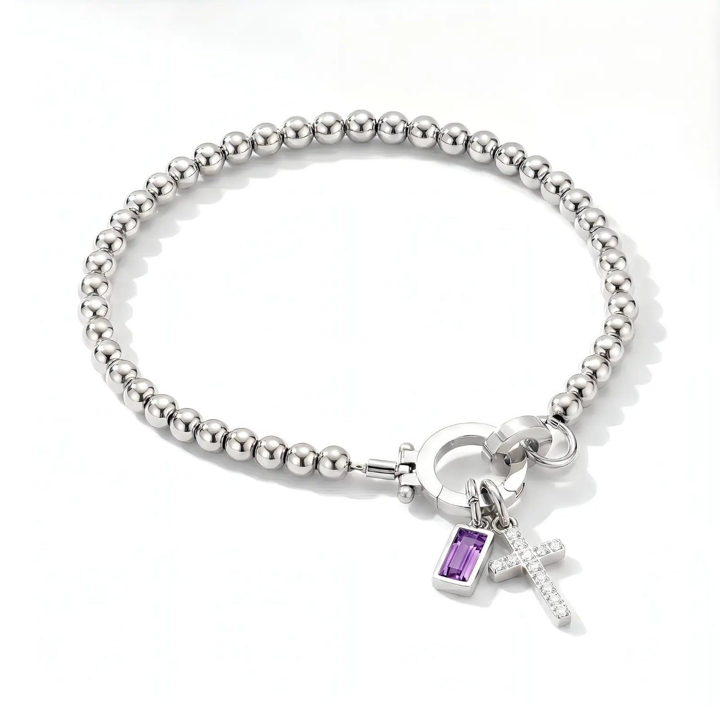 Mi Pulsera Cruz y Piedra de Nacimiento Personalizada