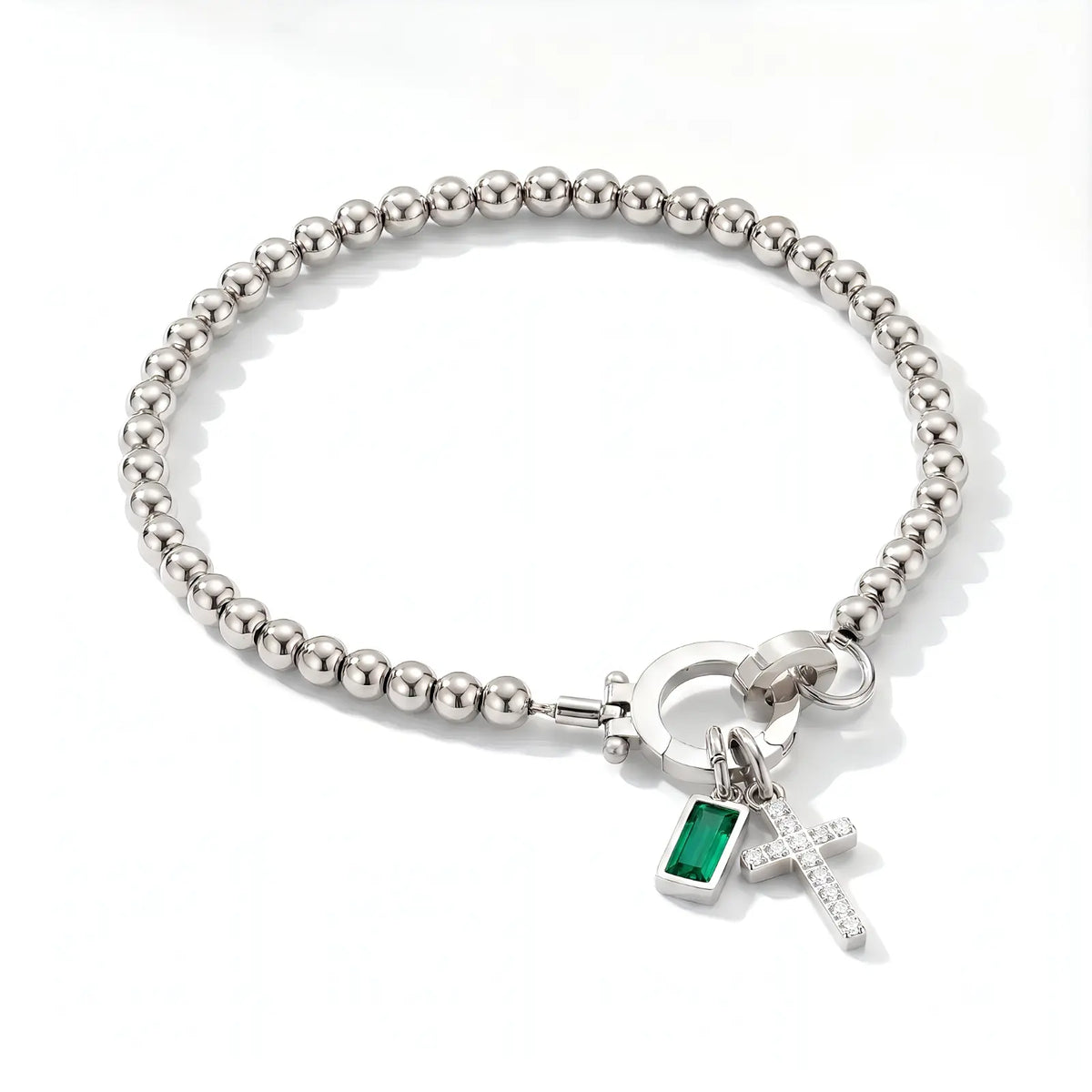 Personalized Cross Birthstone Bracelet