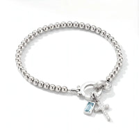 Personalized Cross Birthstone Bracelet