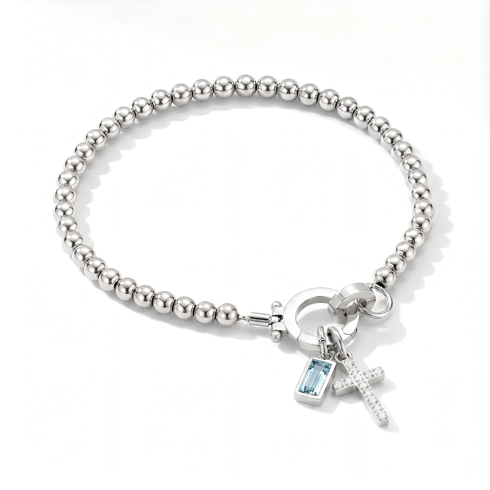 Personalized Cross Birthstone Bracelet