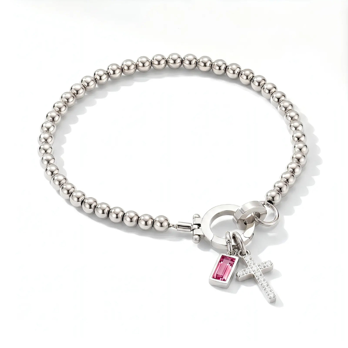 Personalized Cross Birthstone Bracelet