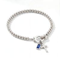 Personalized Cross Birthstone Bracelet