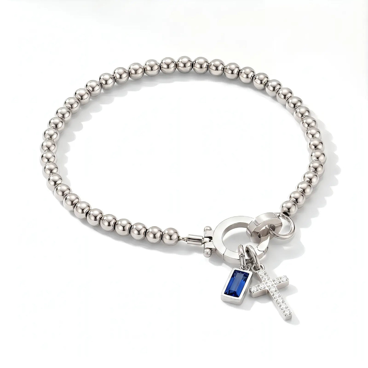 Personalized Cross Birthstone Bracelet