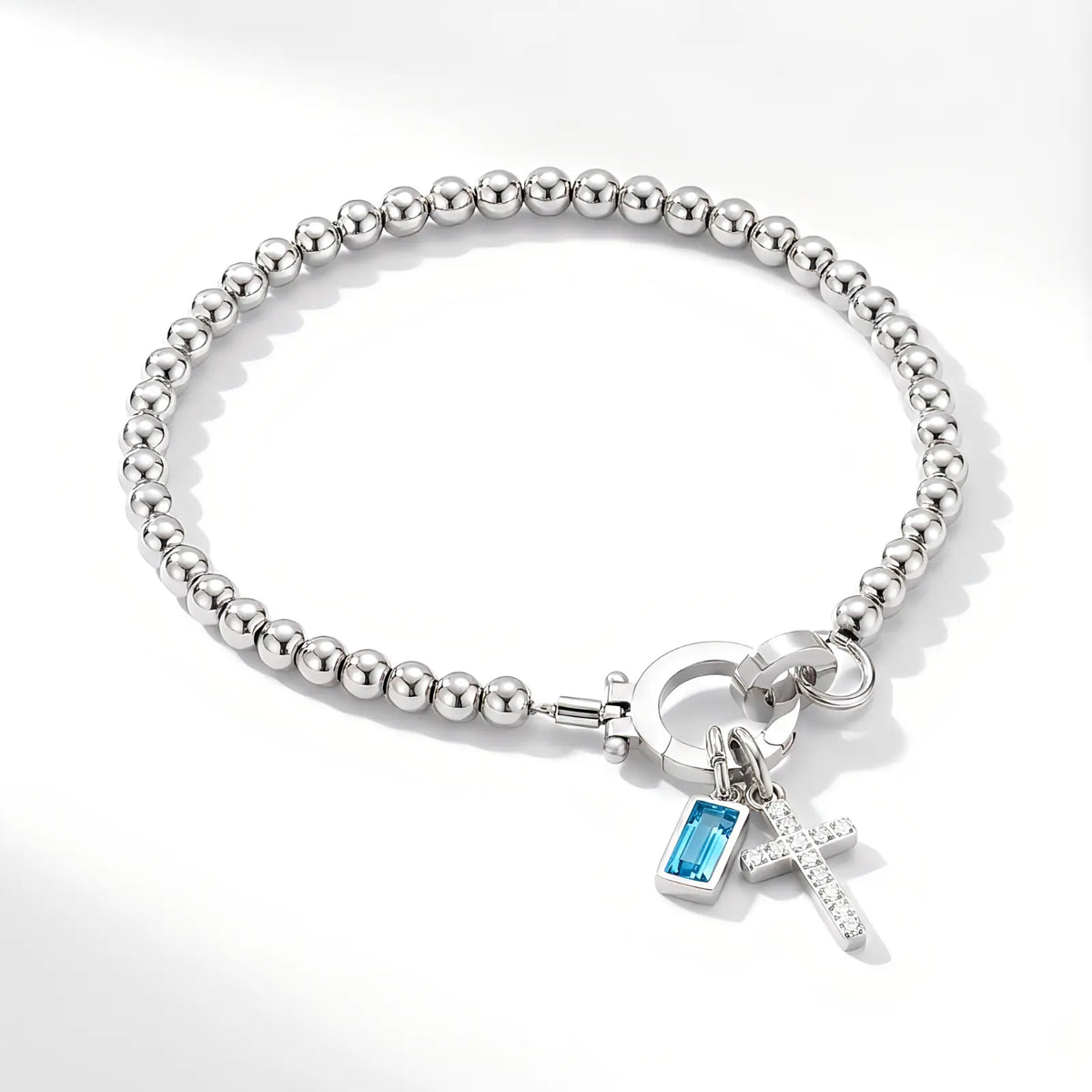 Personalized Cross Birthstone Bracelet