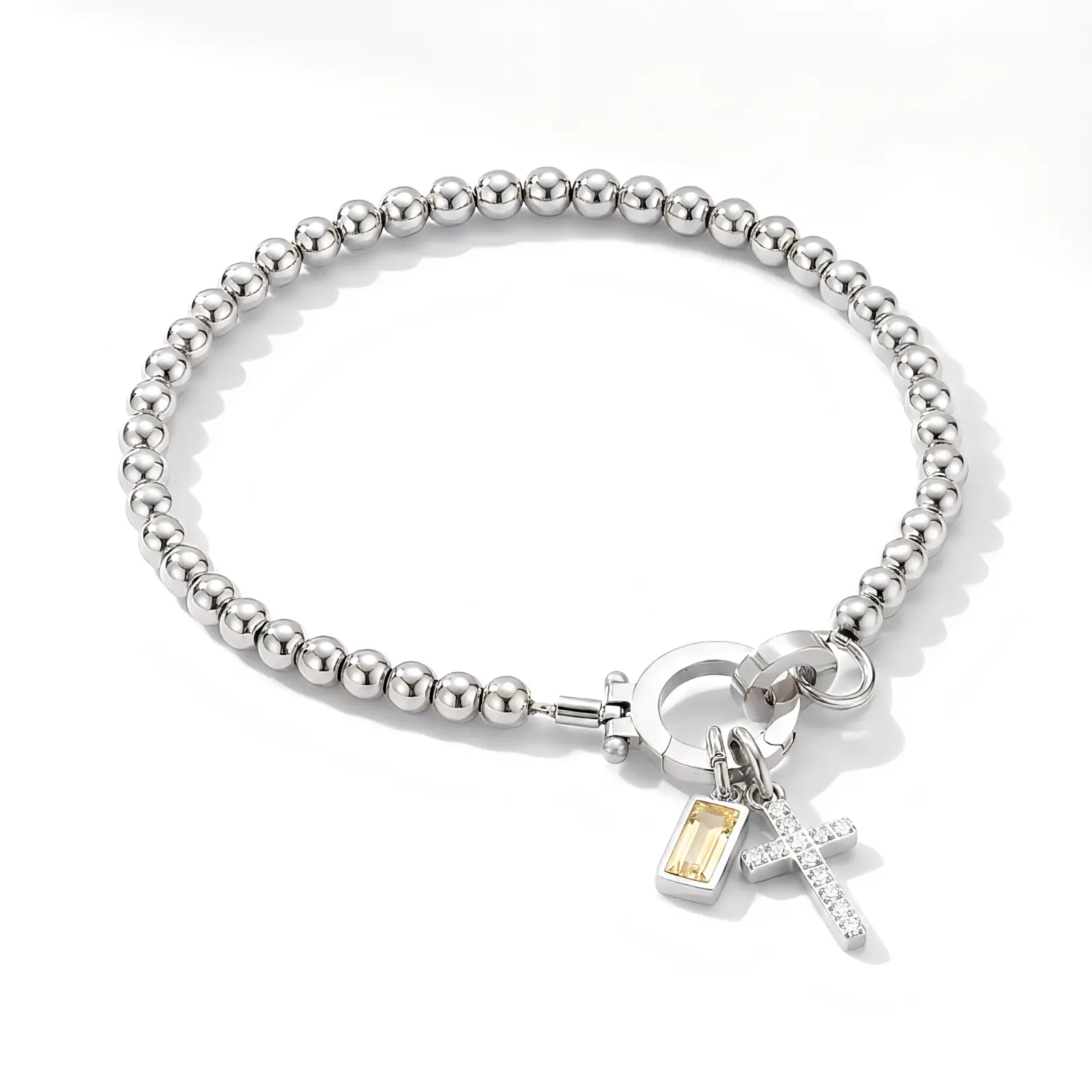 Personalized Cross Birthstone Bracelet