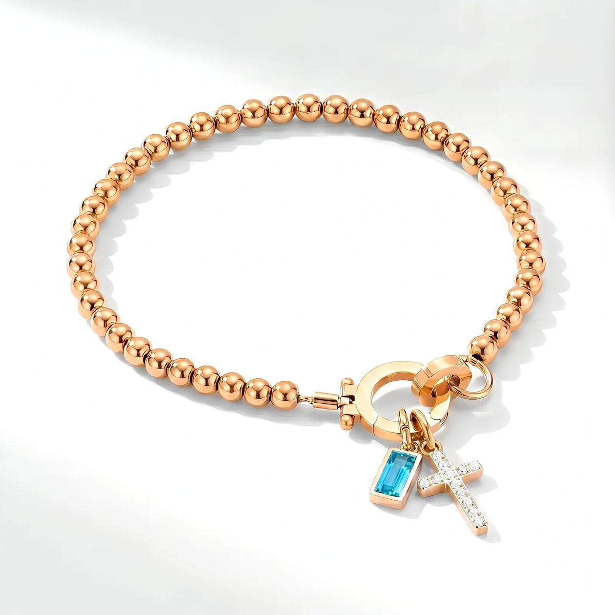 Personalized Cross Birthstone Bracelet