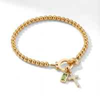 Personalized Cross Birthstone Bracelet