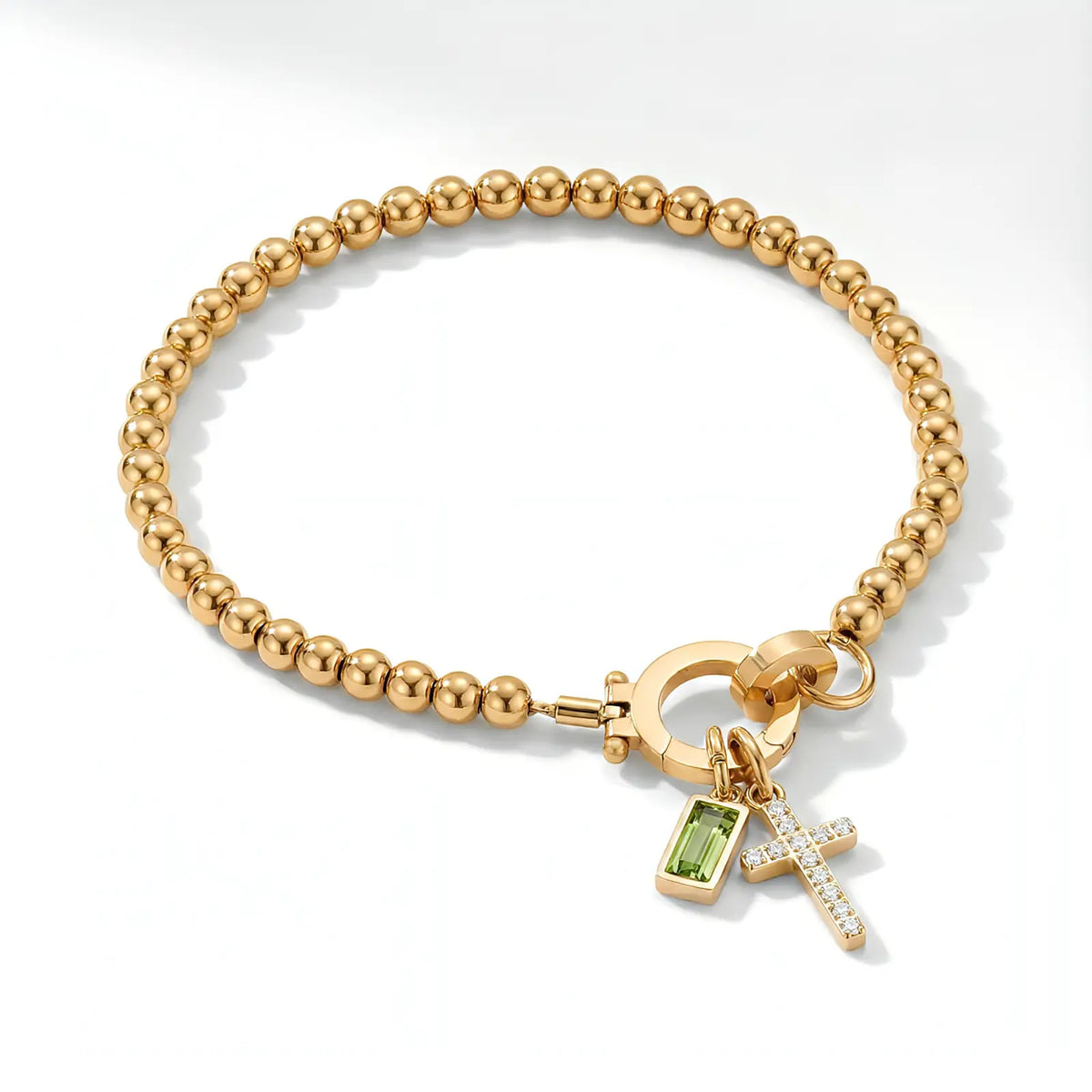 Personalized Cross Birthstone Bracelet