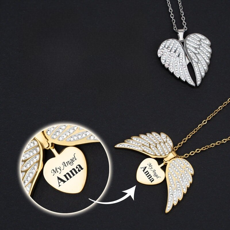 Personalized Angel Necklace with Engraving
