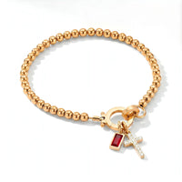 Personalized Cross Birthstone Bracelet