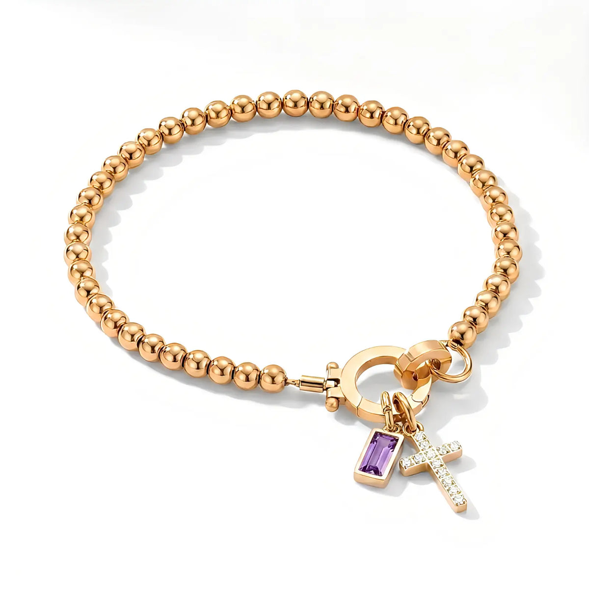 Personalized Cross Birthstone Bracelet