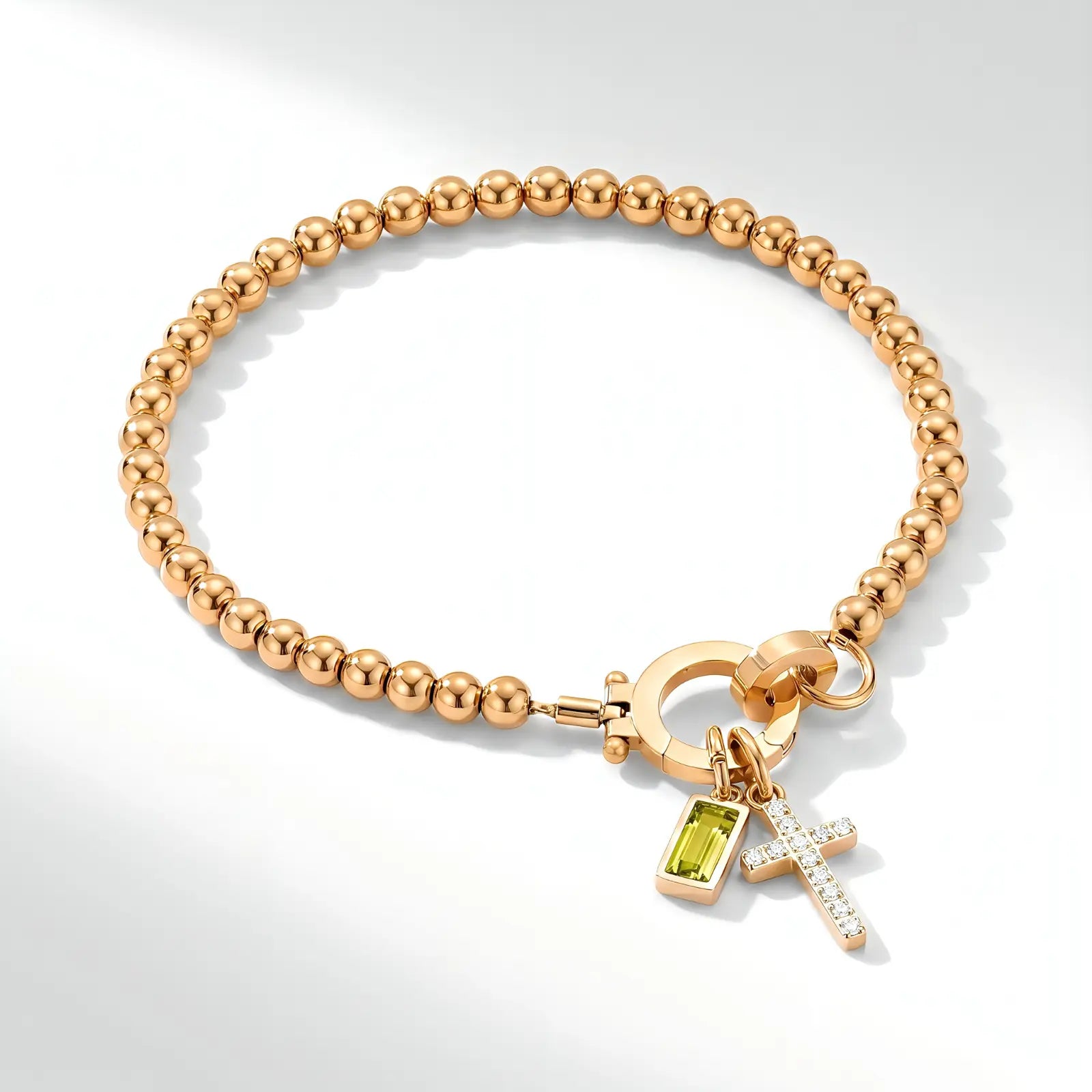 Personalized Cross Birthstone Bracelet