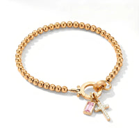Personalized Cross Birthstone Bracelet
