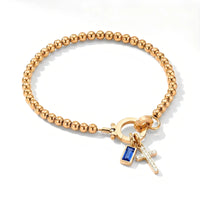 Personalized Cross Birthstone Bracelet